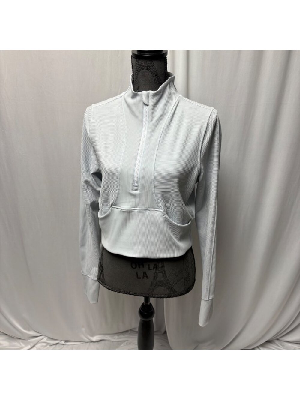 90 Degree by Reflex Womens Size XL Blue Ribbed Half Zip Cropped Active Pullover